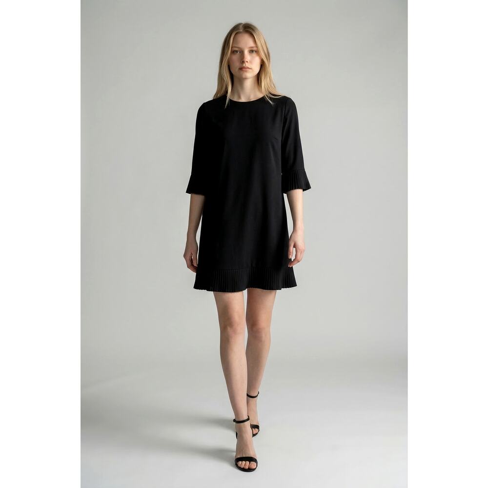 MSK Black Shift Dress Petite 10P Pleated Trim NWT Women’s Career